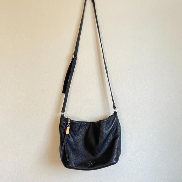 KATE SPADE black leather crossbody bag medium purse - Picture 3 of 9